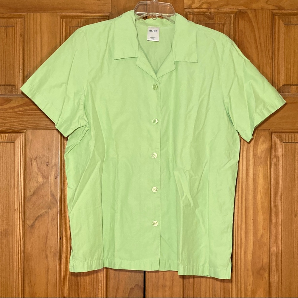 NWOT Blair Top Short Sleeve Blouse Green Women's Size L Large